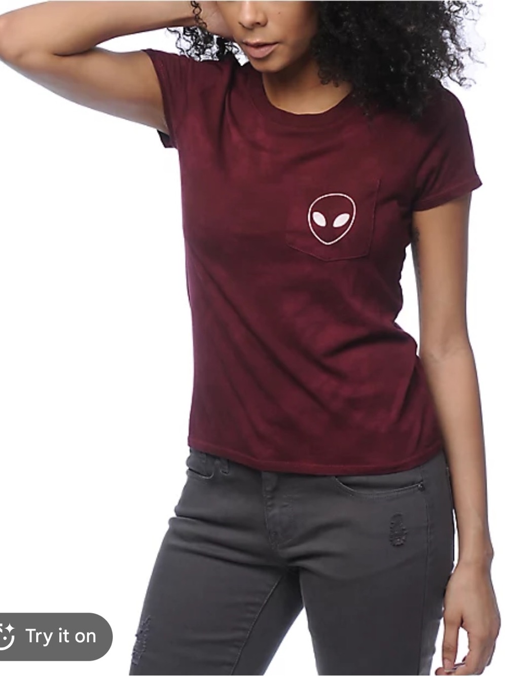 A.lab Women's Burgundy Alien Pocket Crop Tee